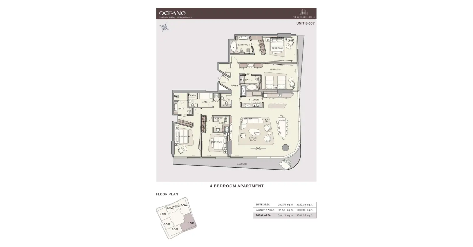 Unit B-507 floor plan