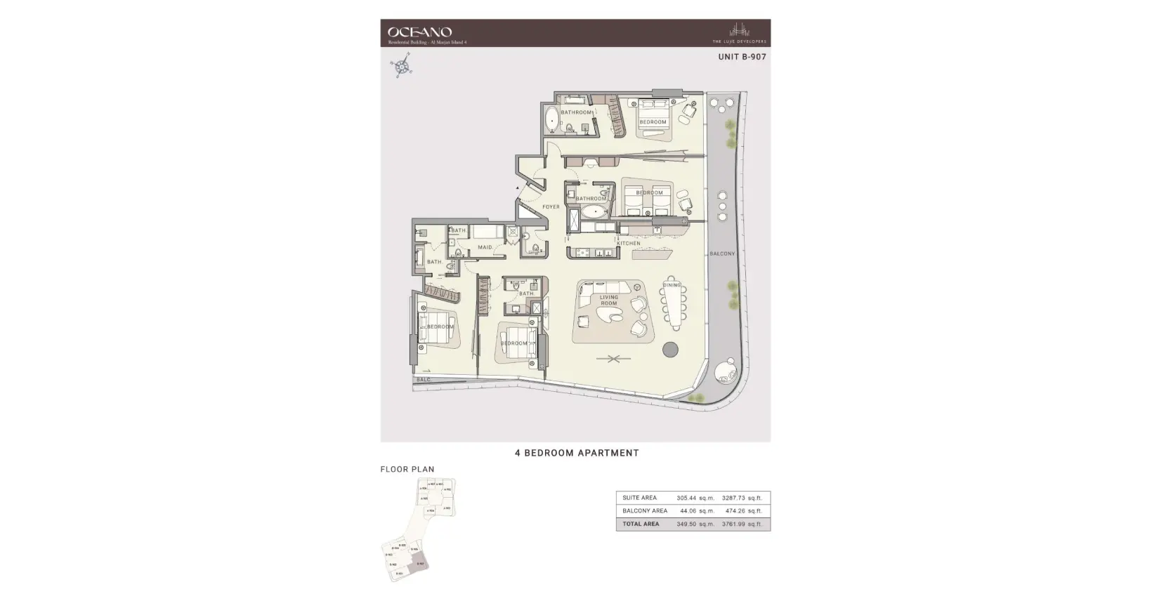 Unit B-907 floor plan