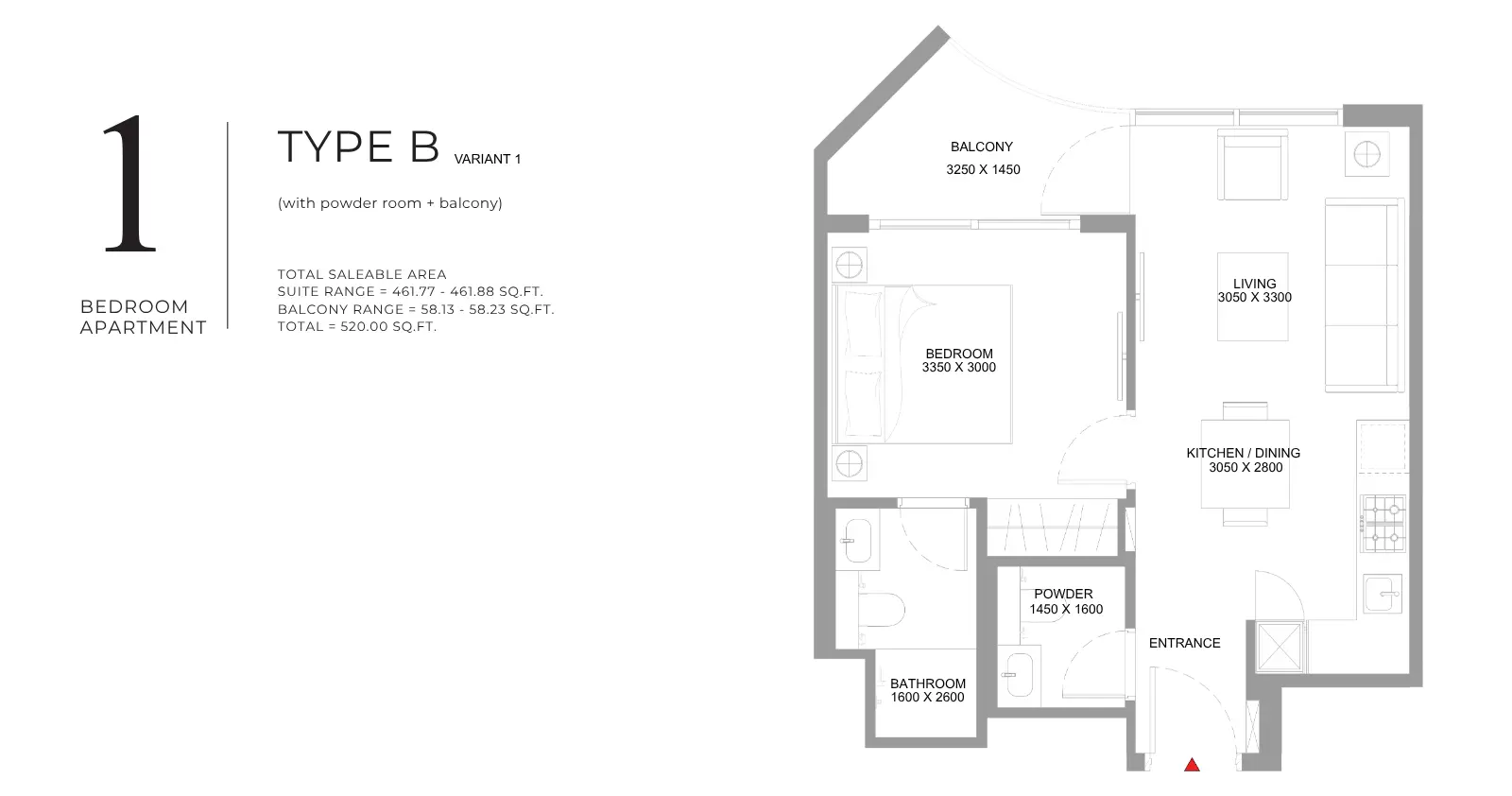 Type B – Variant 1 floor plan