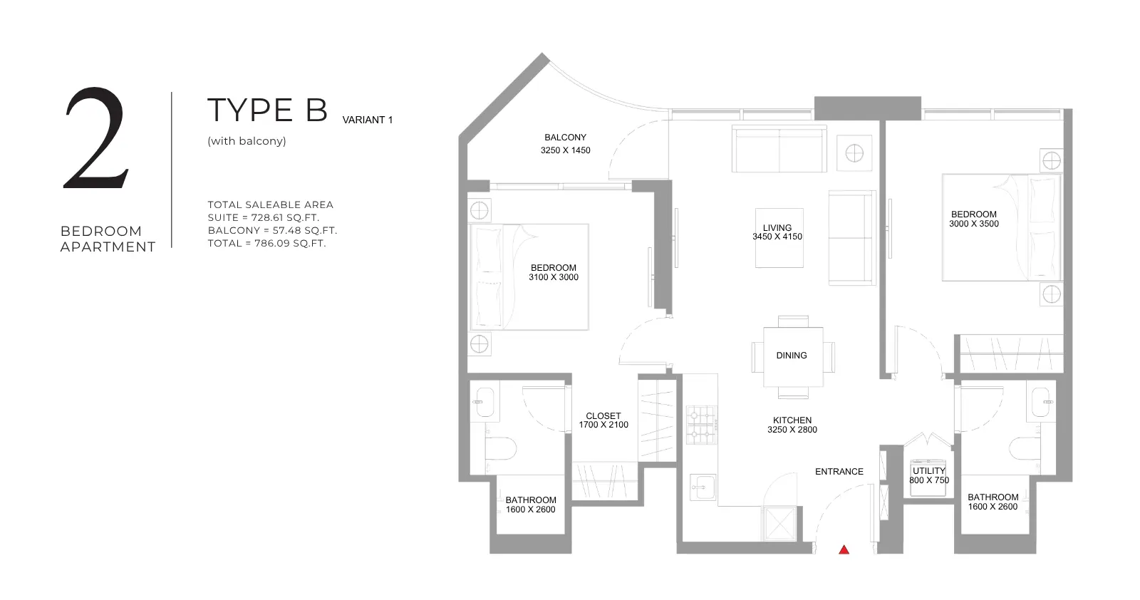 Type B – Variant 1 floor plan