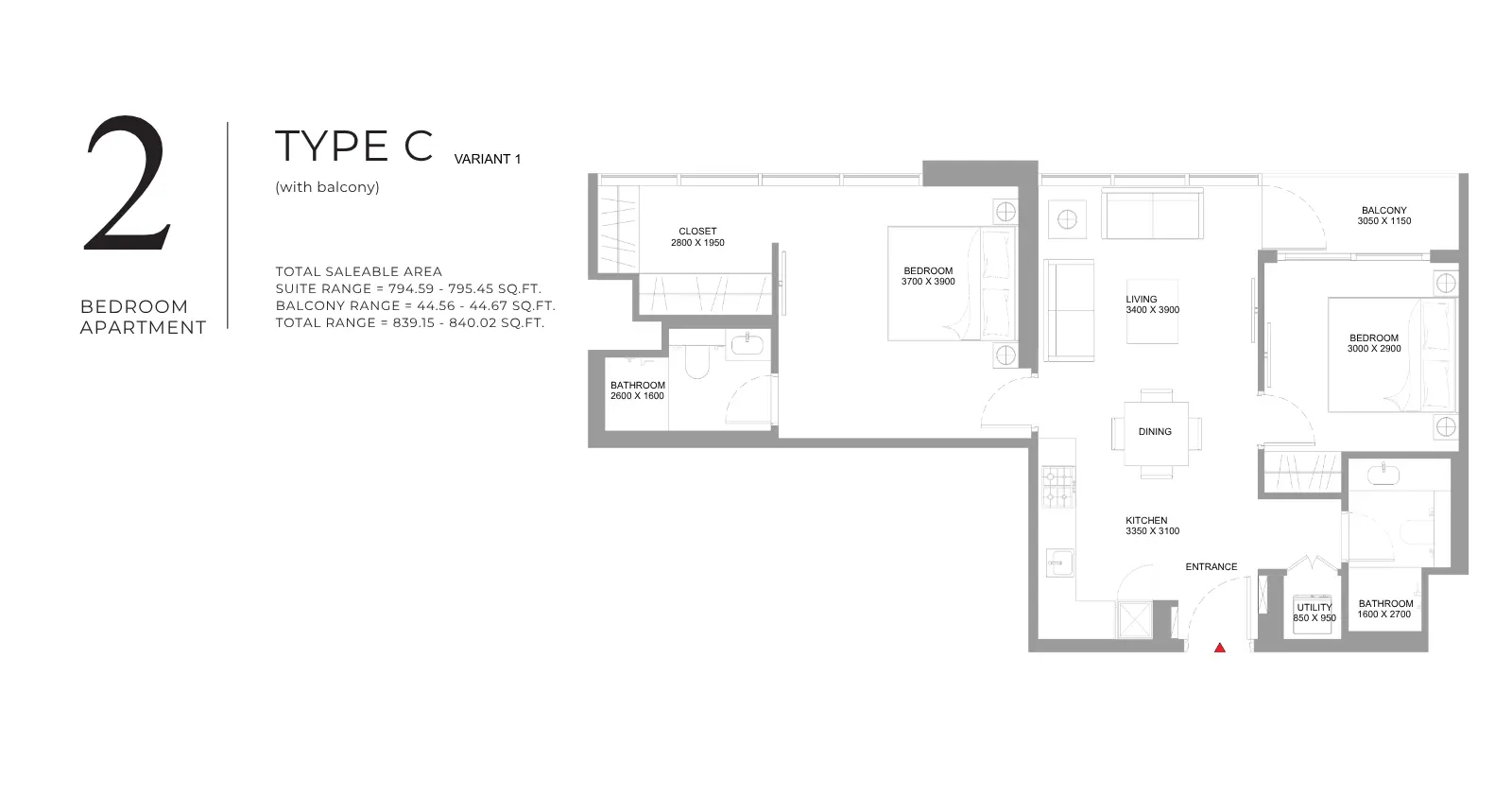Type C – Variant 1 floor plan