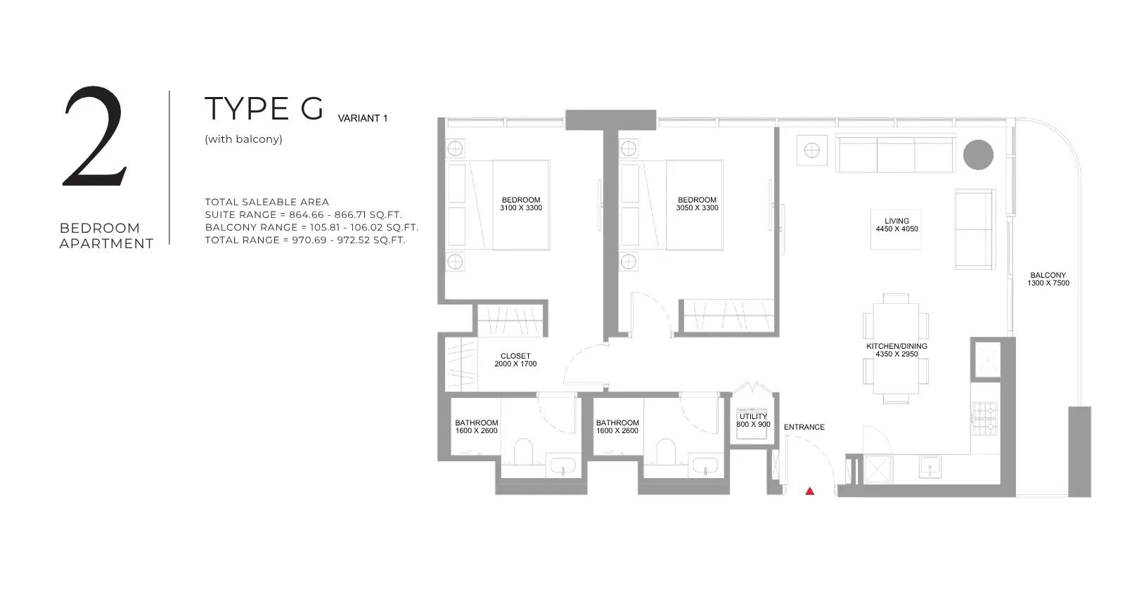 Type G – Variant 1 floor plan