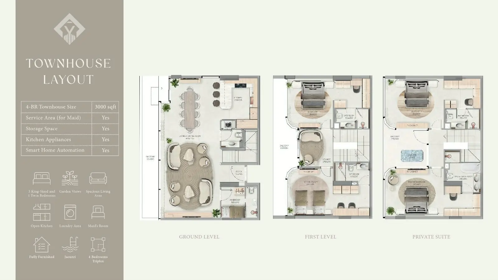4 Bedroom Townhouse Suite floor plan