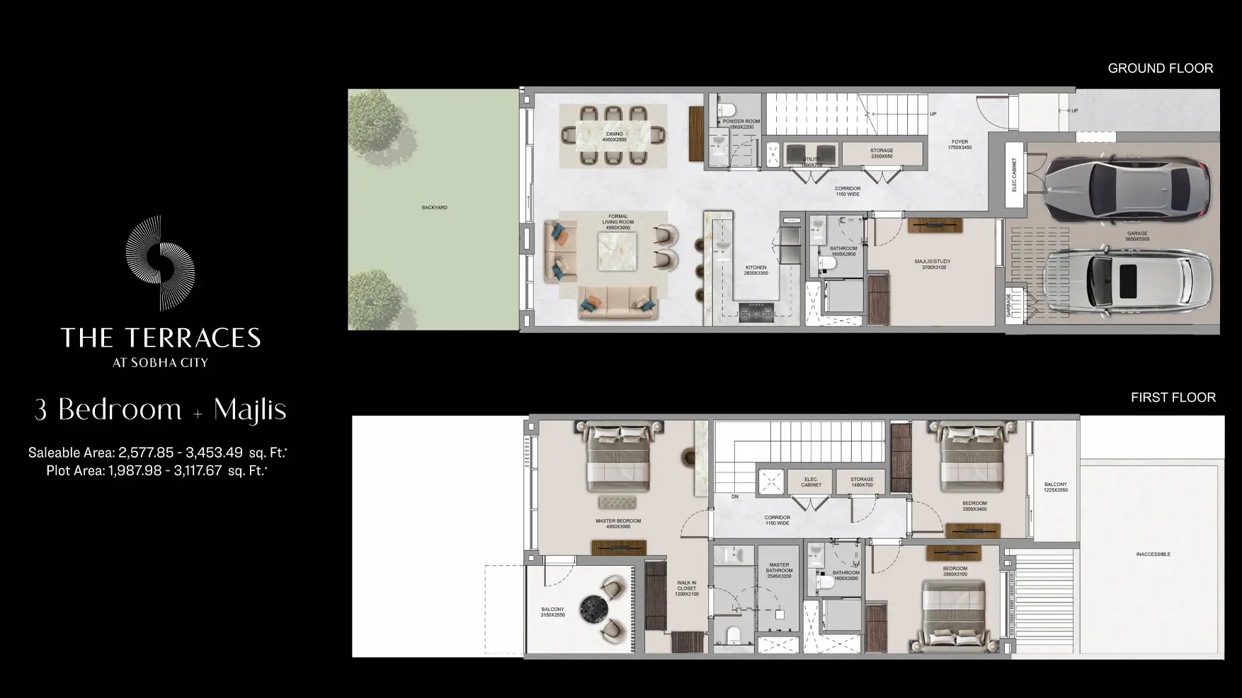3 Bedroom + Majlis floor plan