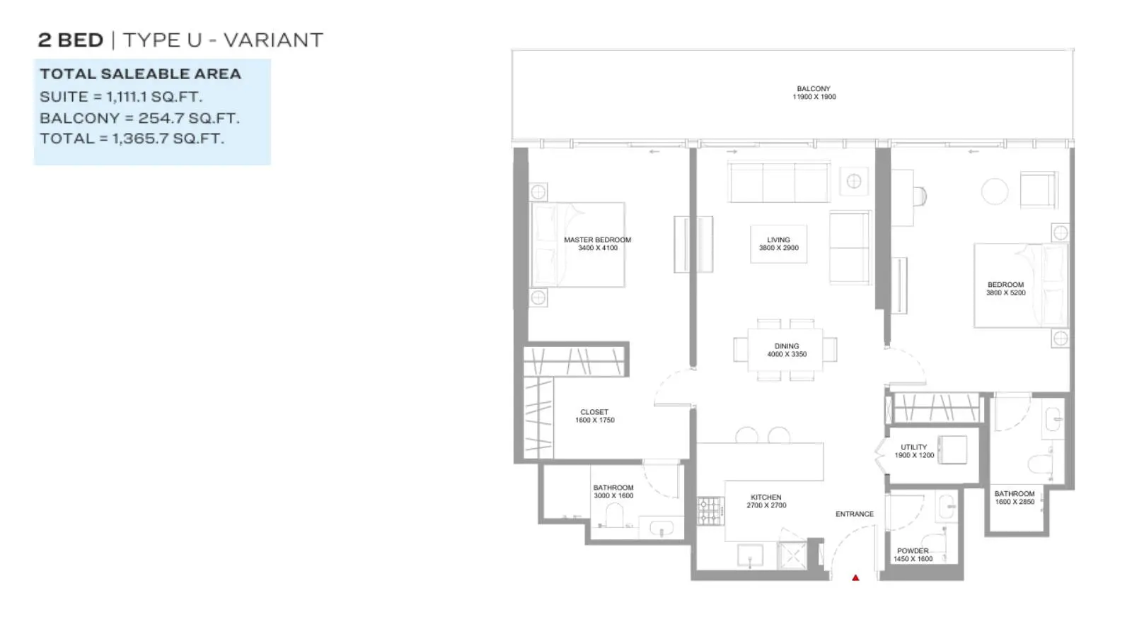 Type U-Variant floor plan