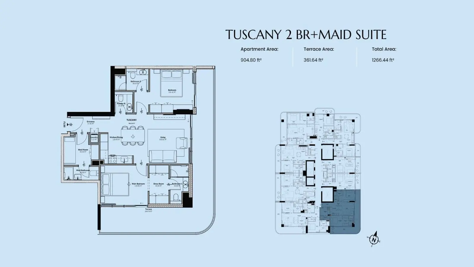 Tuscany 2 BR+Maid Suite floor plan
