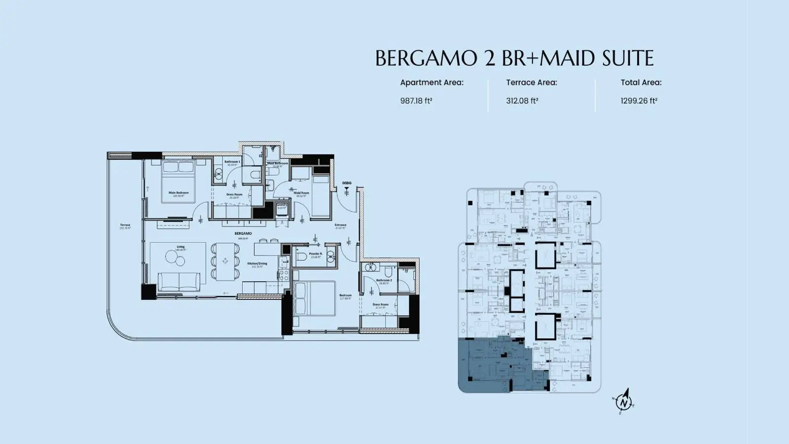 Bergamo 2 BR+Maid Suite floor plan