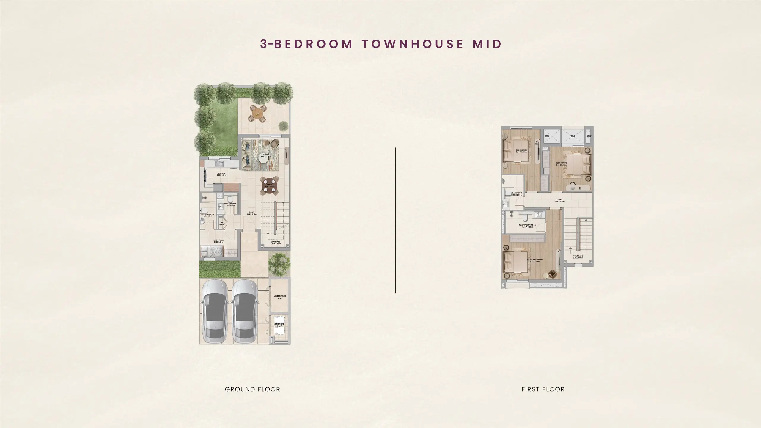 2 Bedroom Townhouse Mid floor plan