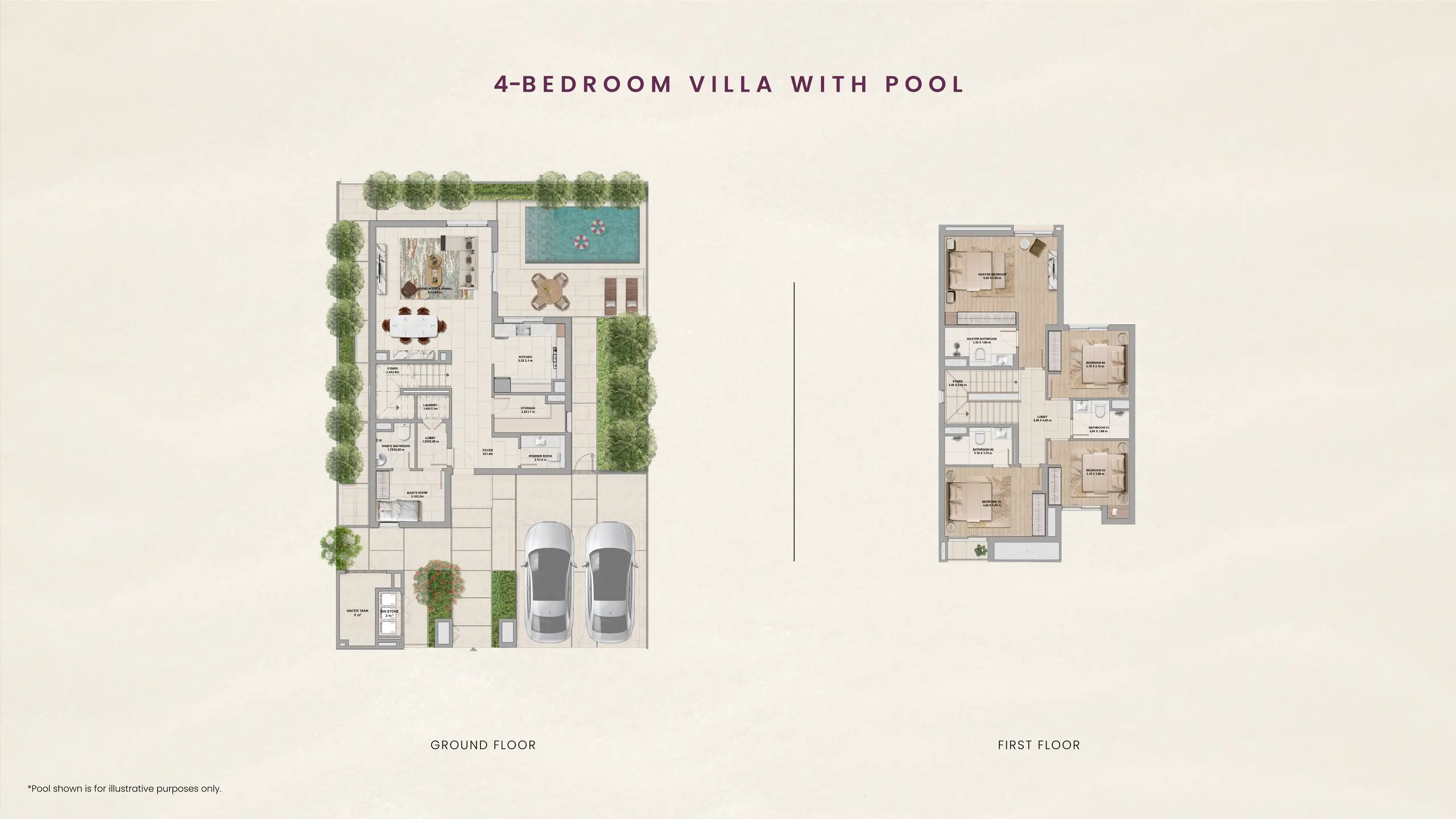 4 Bedroom Villa with Pool floor plan