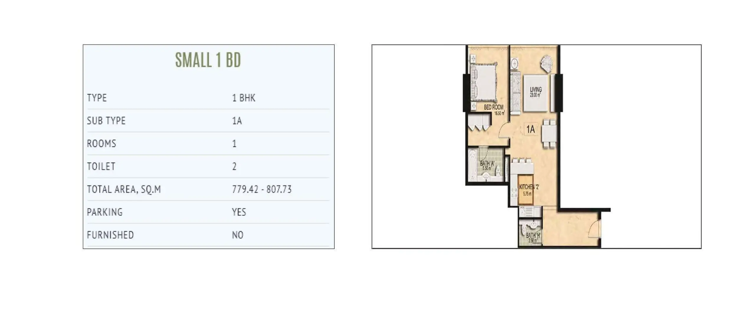 Small 1 BD floor plan