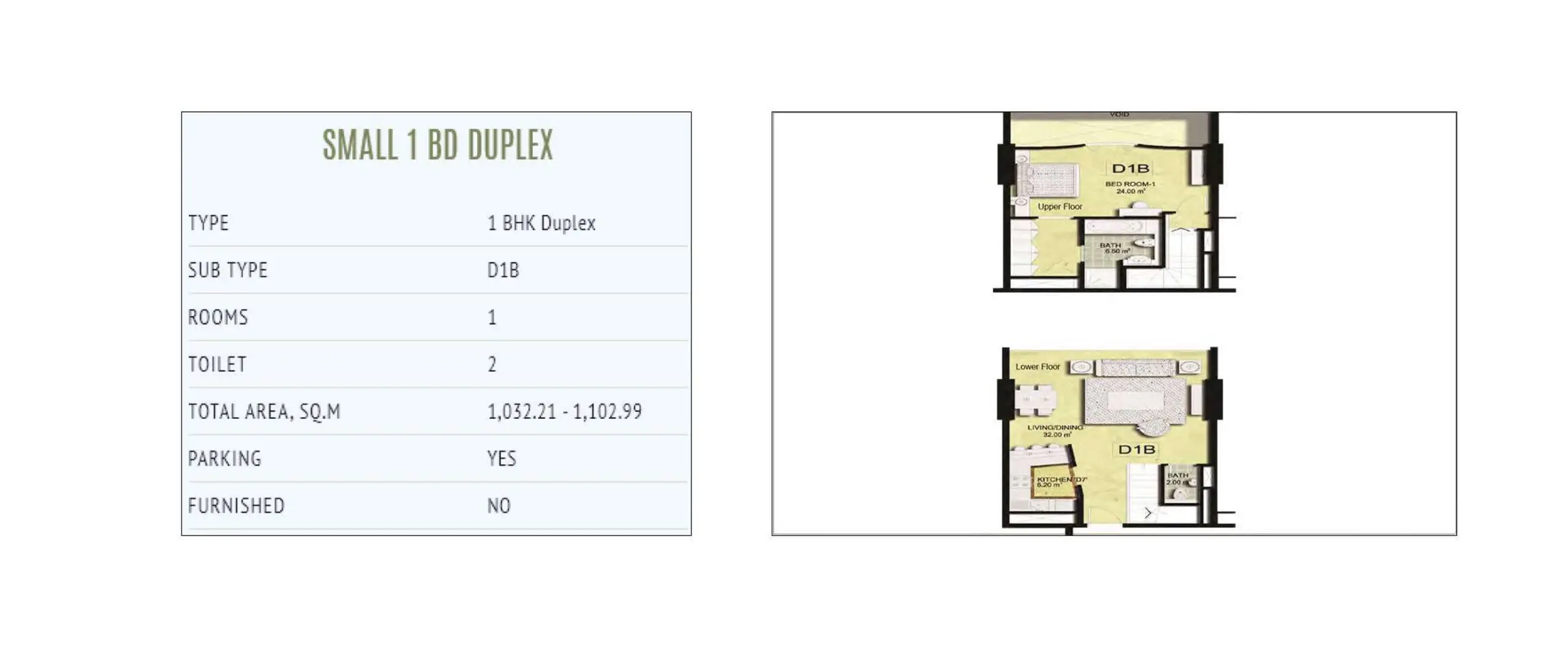 Small 1 BD Duplex floor plan