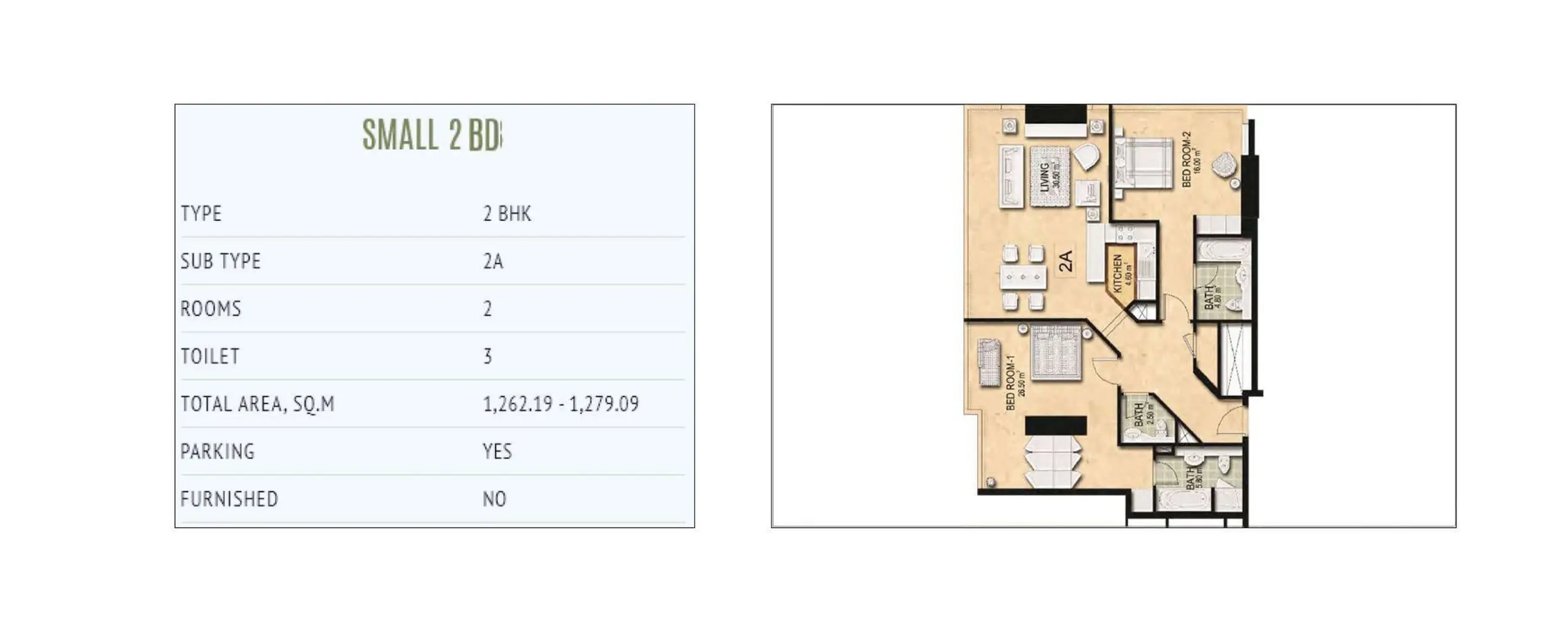 Small 2 BD floor plan