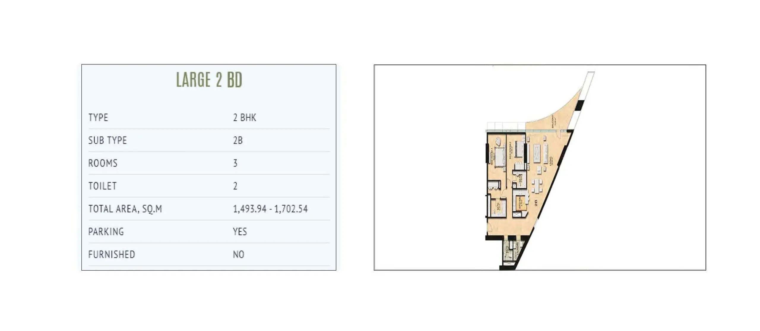 Large 2 BD floor plan