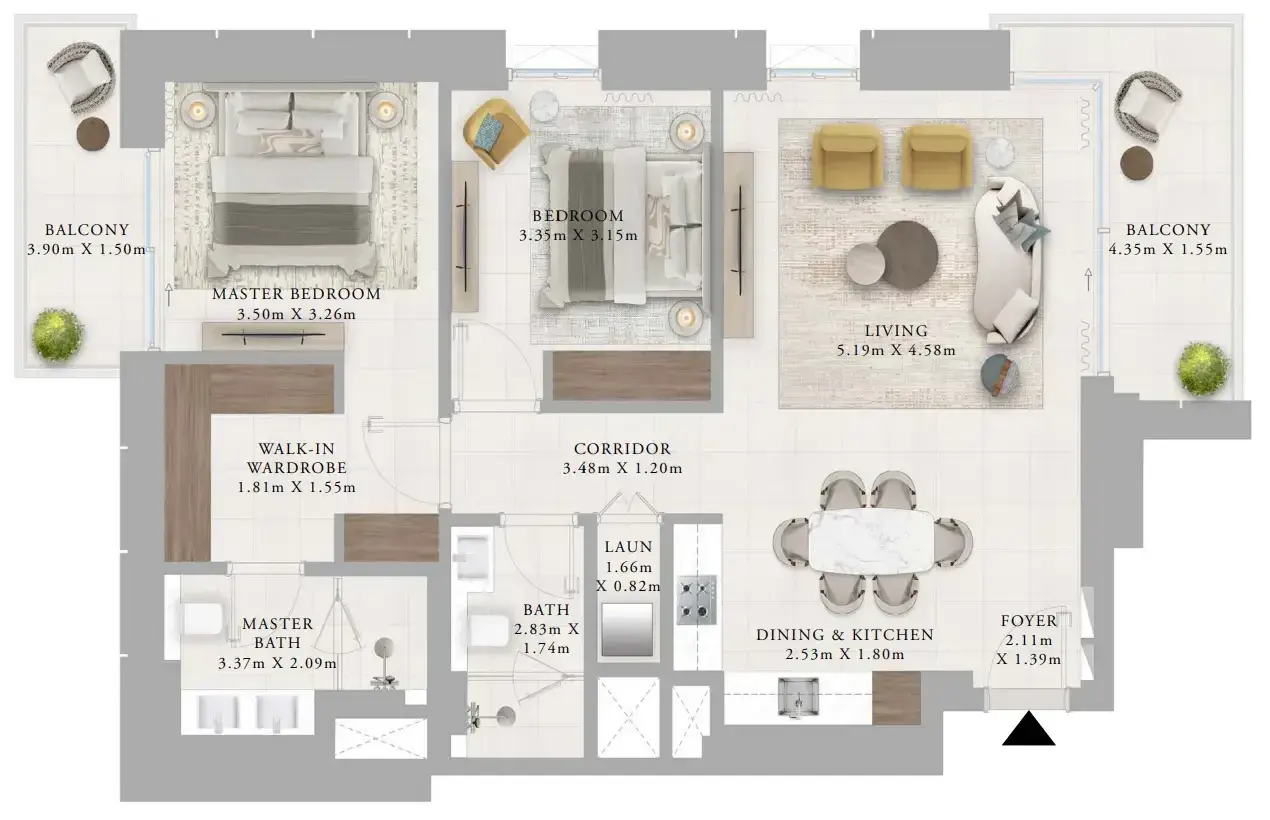 2 Bedrooms apartments - Creek Haven floor plan