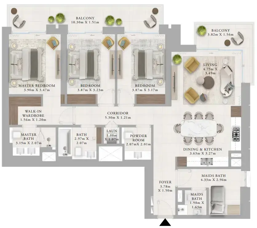3 Bedrooms apartments - Creek Haven floor plan