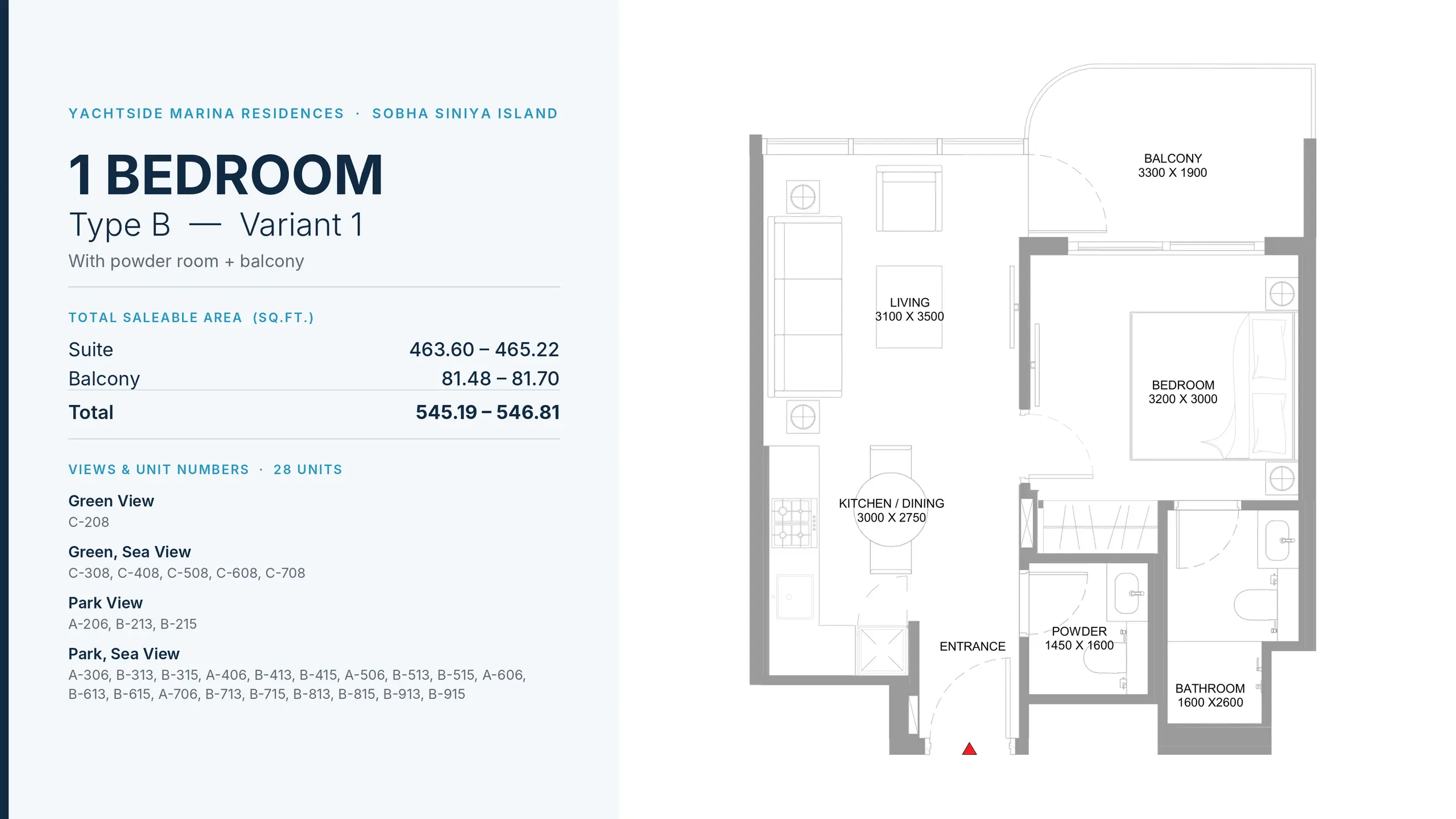 Type B - Variant floor plan