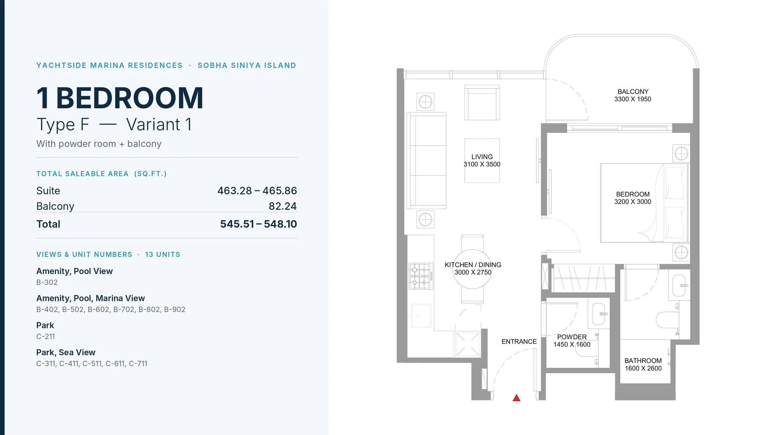 Type F - Variant 1 floor plan
