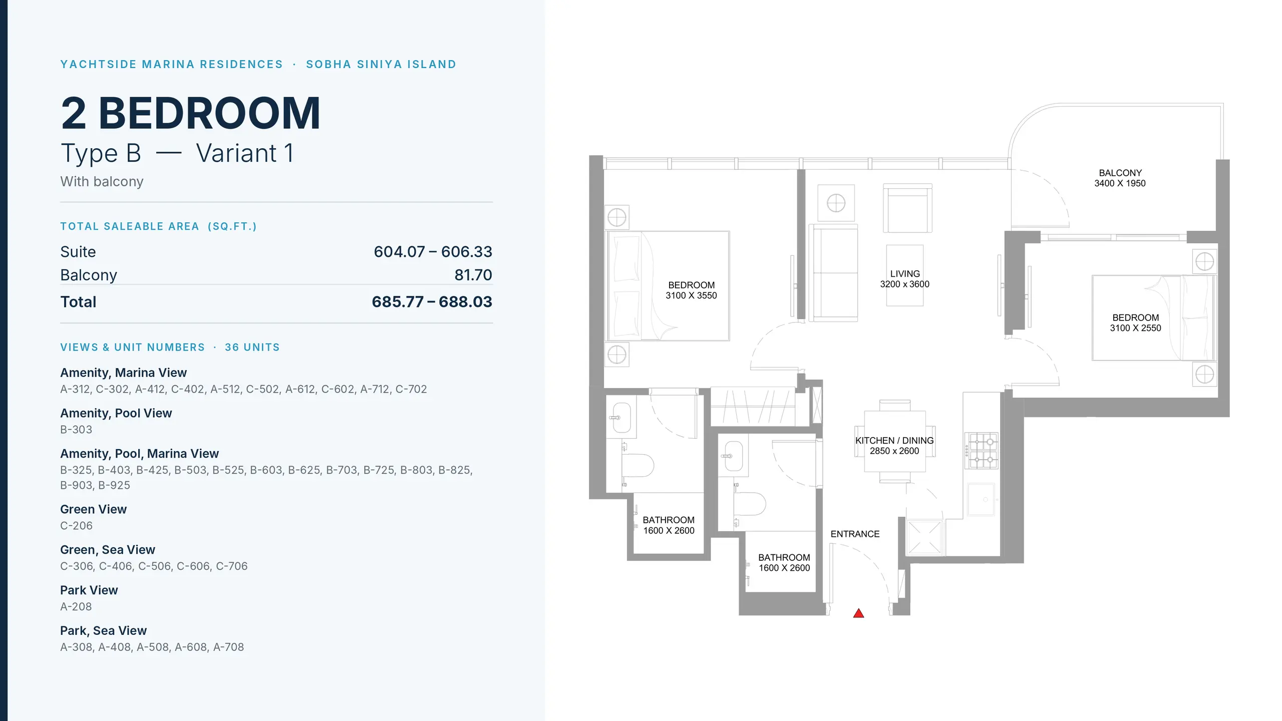 Type B - Variant 1 floor plan