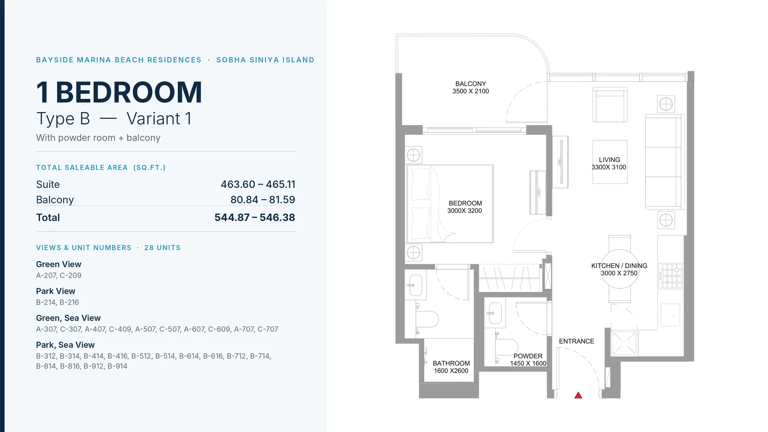Type B - Variant 1 floor plan