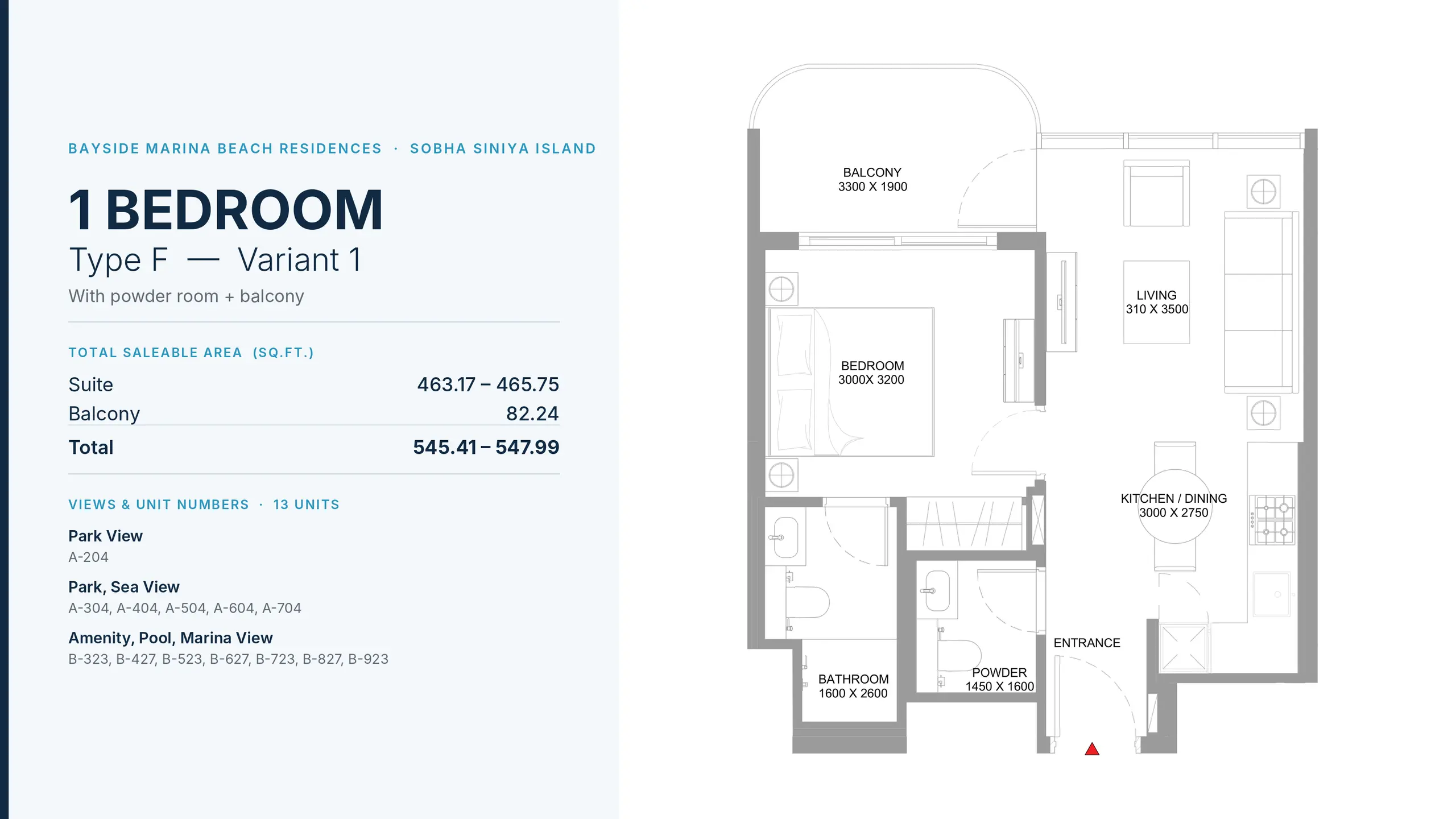 Type F - Variant 1 floor plan