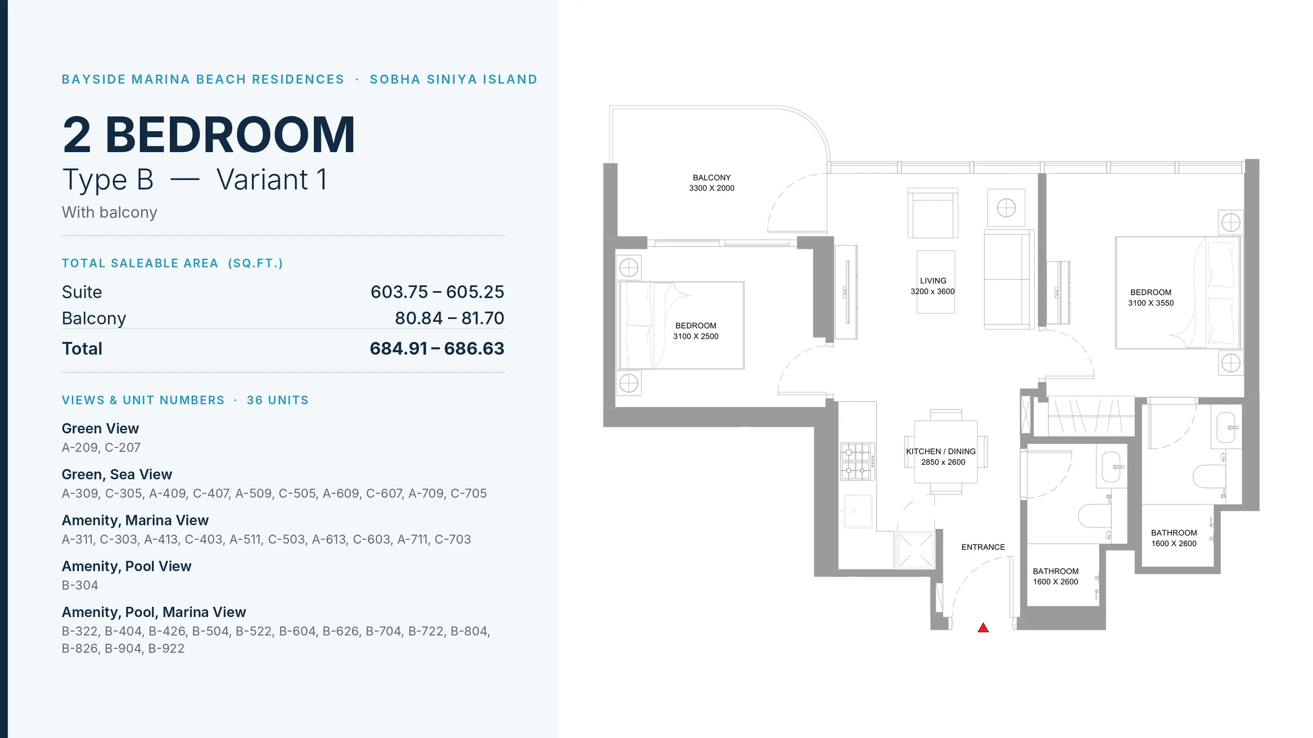 Type B - Variant 1 floor plan