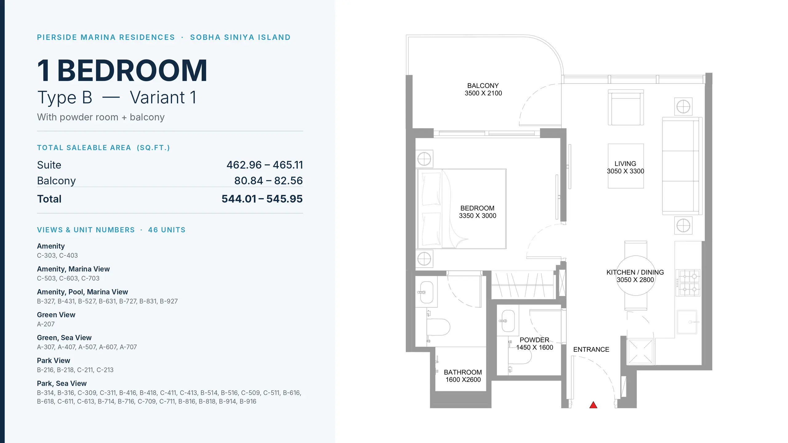 Type B - Variant 1 floor plan