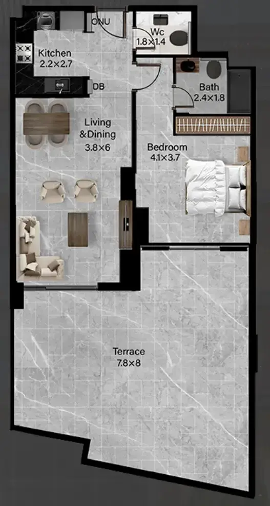 1 Bedroom apartments - Rose Gardens 2 floor plan