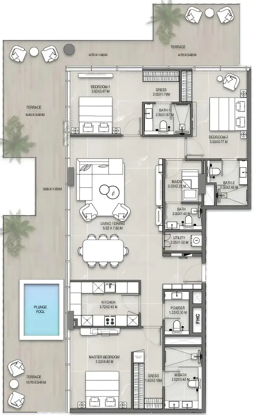 3 Bedrooms penthouse - Allegro Park floor plan