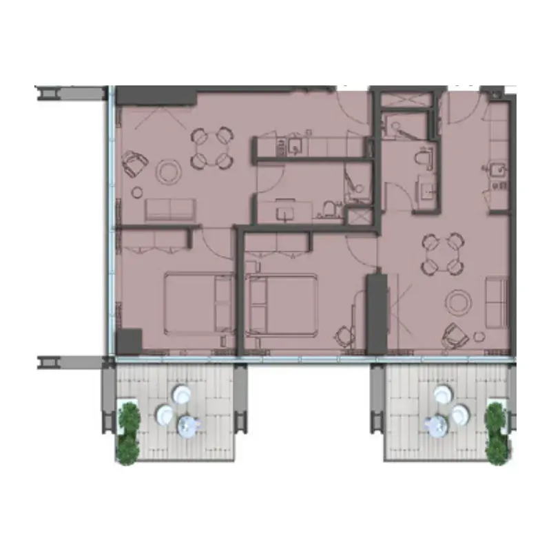 2 Bedrooms apartments - The Symphony by Imtiaz floor plan