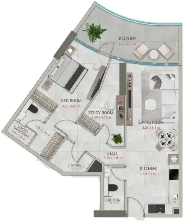 1 Bedroom apartments - Sakura Gardens floor plan