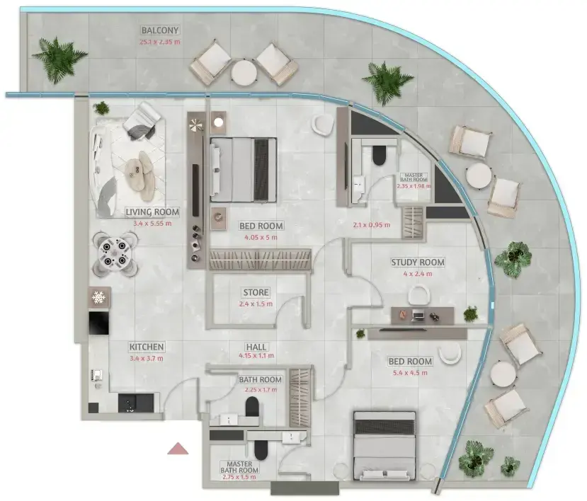 2 Bedrooms apartments - Sakura Gardens floor plan