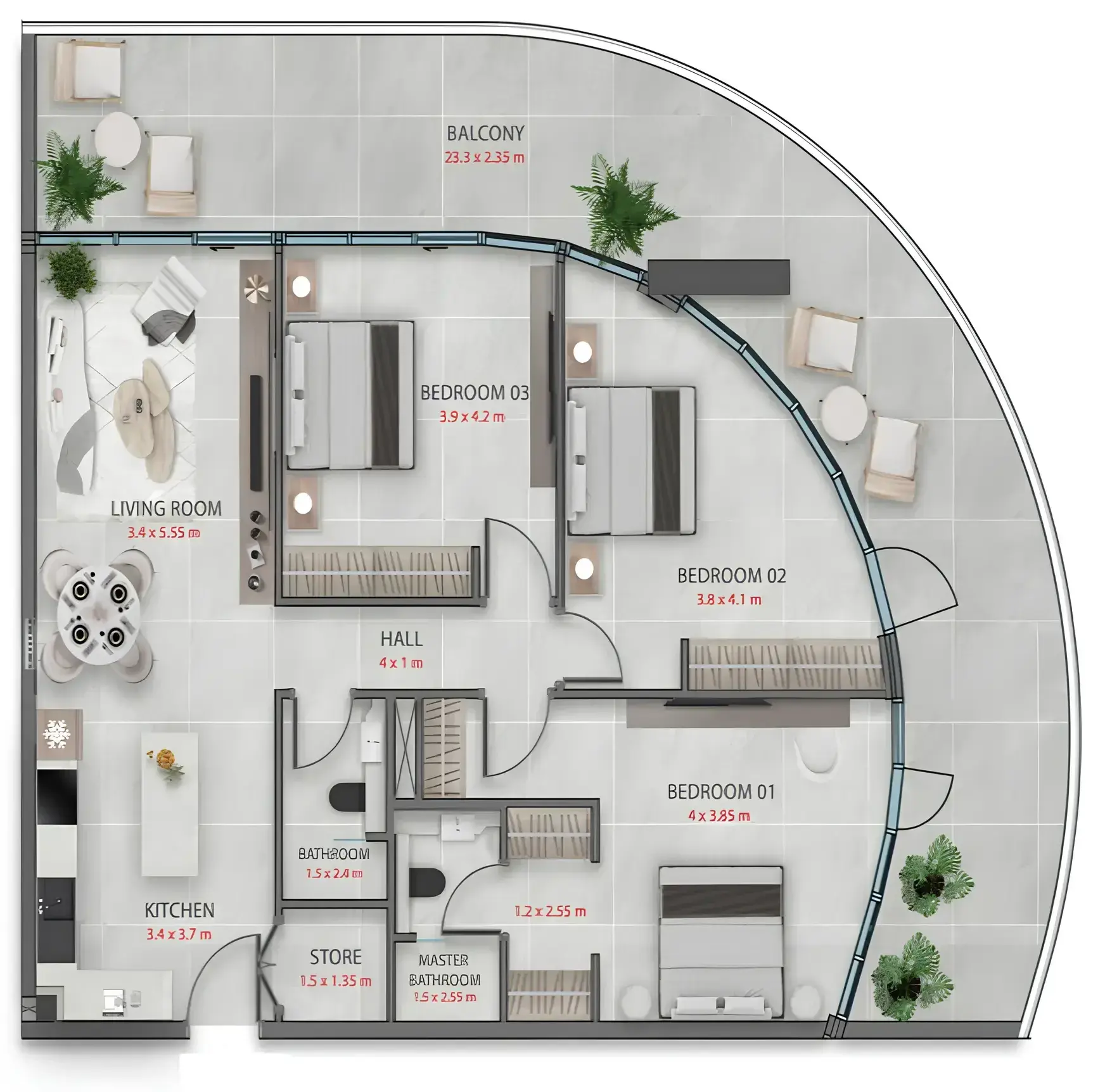 3 Bedrooms apartments - Sakura Gardens floor plan