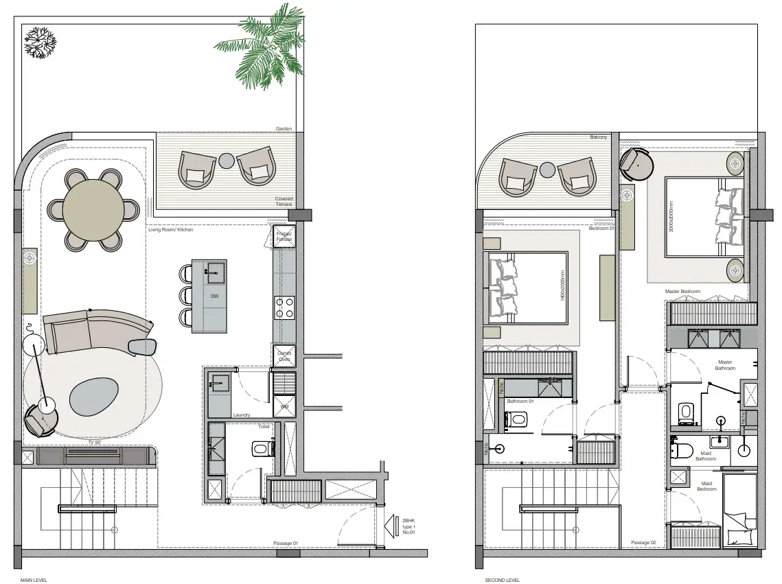 2.5 bedrooms duplex - Helvetia Marine by DHG floor plan