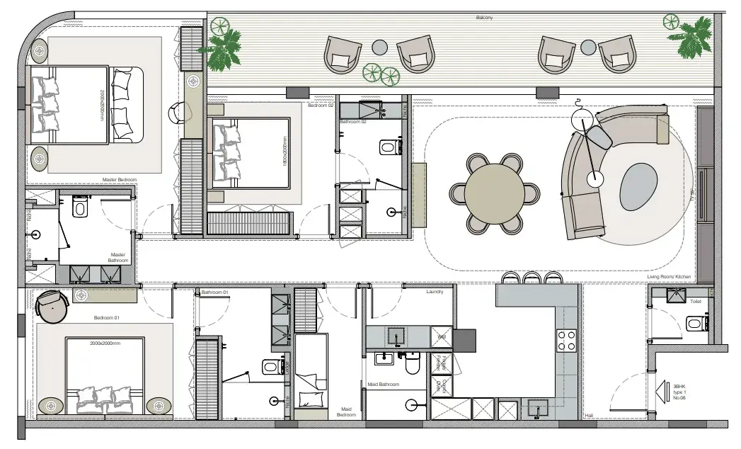 3.5 bedrooms apartments - Helvetia Marine by DHG floor plan