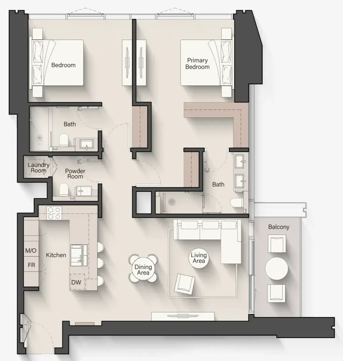 2 Bedrooms apartments - Eltiera Views floor plan