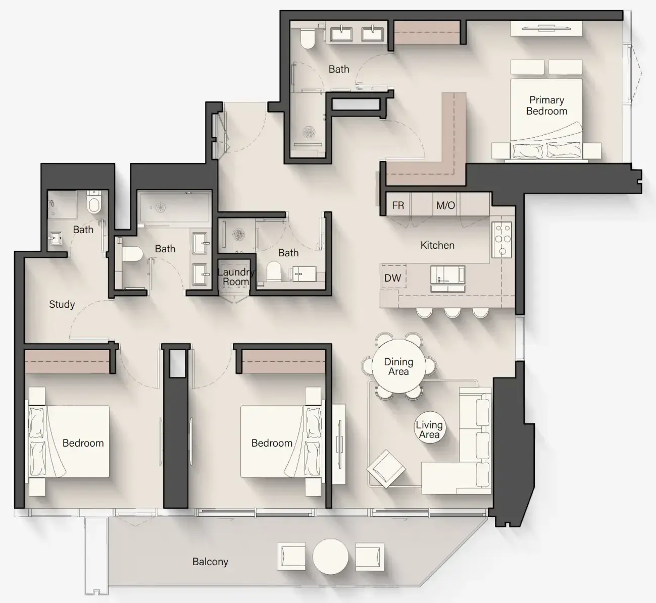 3 Bedrooms apartments - Eltiera Views floor plan