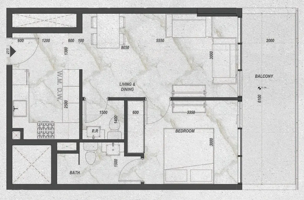 1 Bedroom apartments - Zyra Hills floor plan