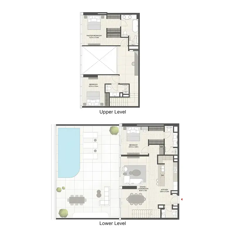 3 Bedrooms duplex - LIV Oceanside floor plan
