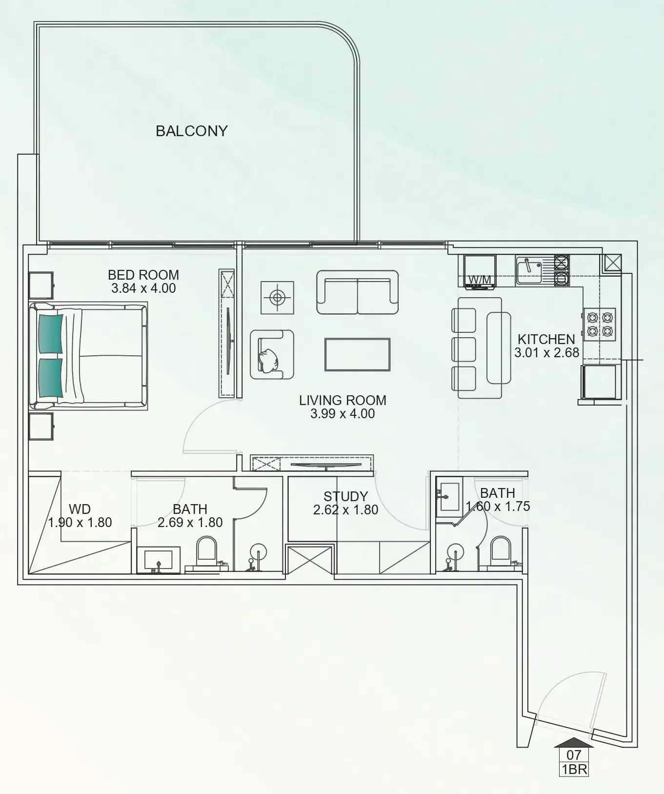 1.5 bedrooms apartments - Floarea Breeze floor plan