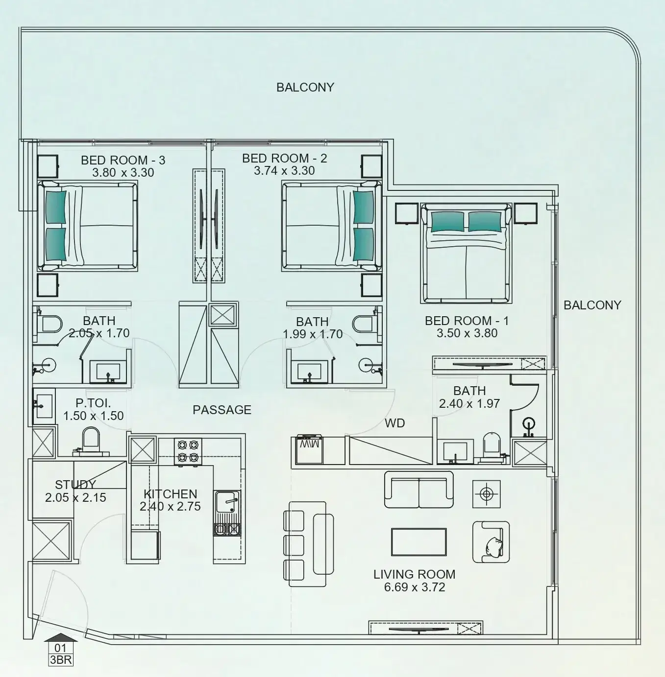 3.5 bedrooms apartments - Floarea Breeze floor plan