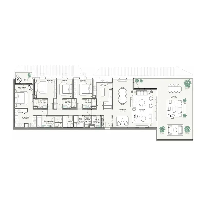 4 Bedrooms apartments - Palm Central Private Residences floor plan