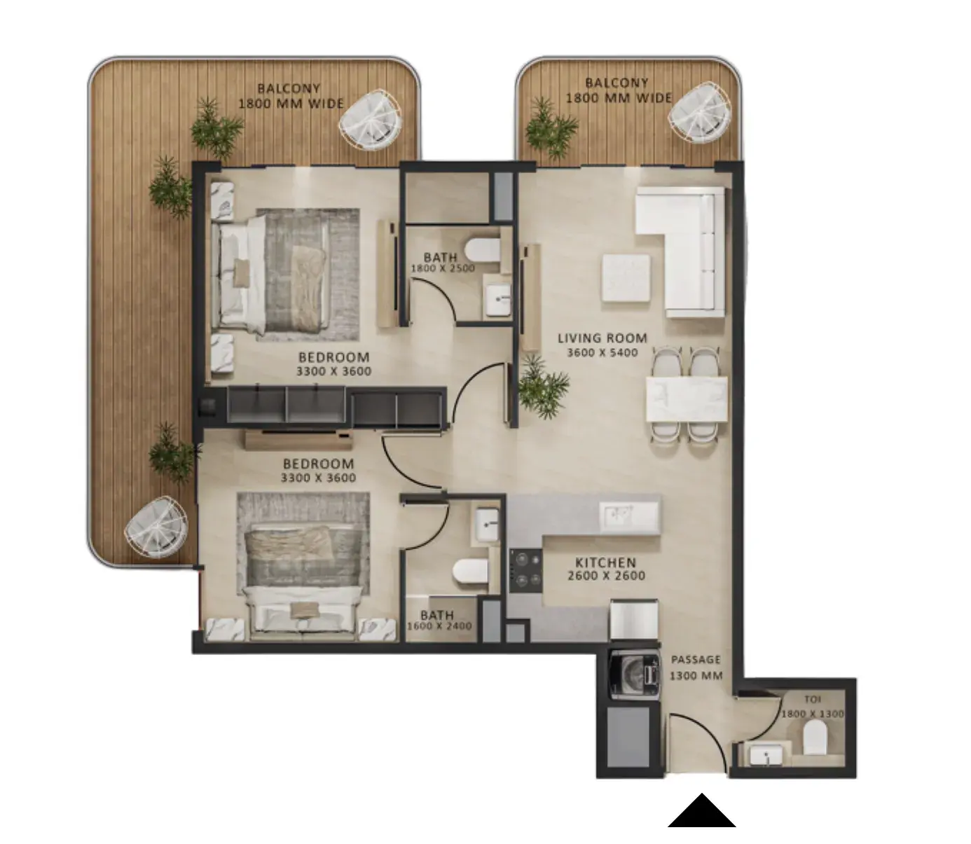 2 Bedrooms apartments - Altair 52 floor plan