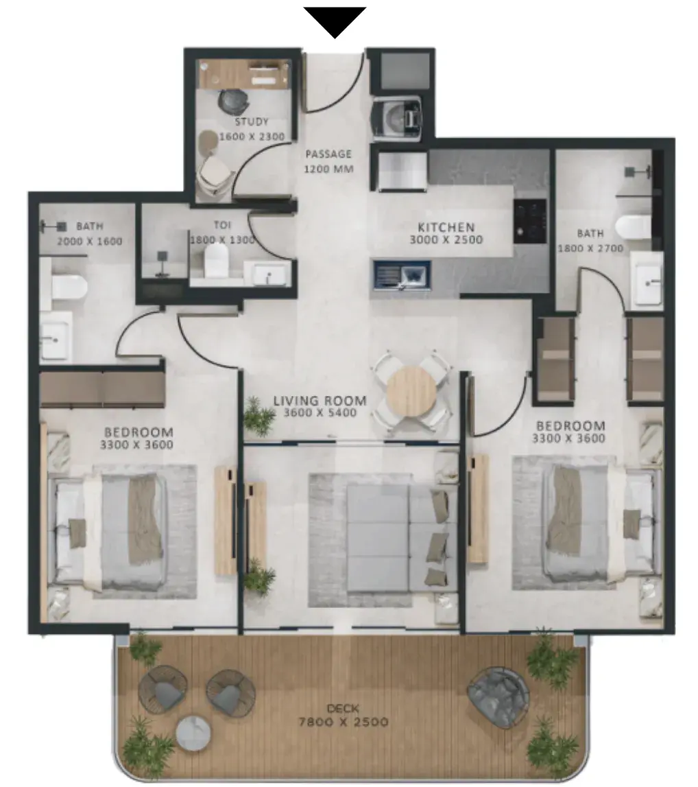 2.5 bedrooms apartments - Altair 52 floor plan