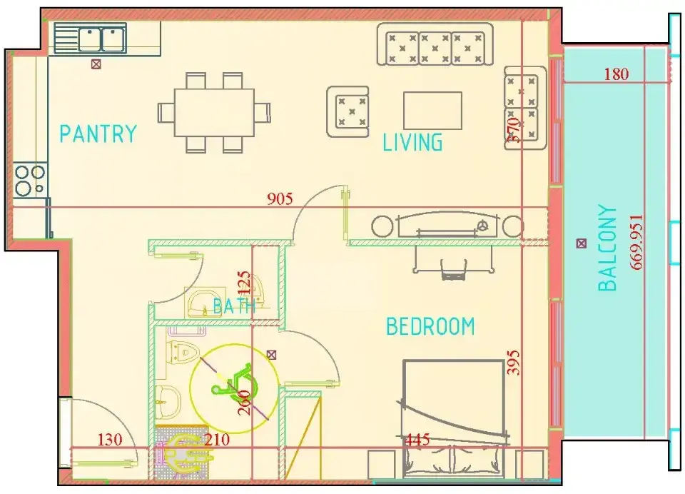 1 Bedroom apartments - Carmel Residence floor plan