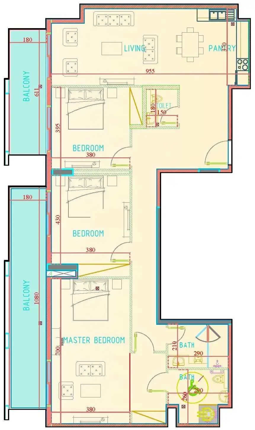3 Bedrooms apartments - Carmel Residence floor plan