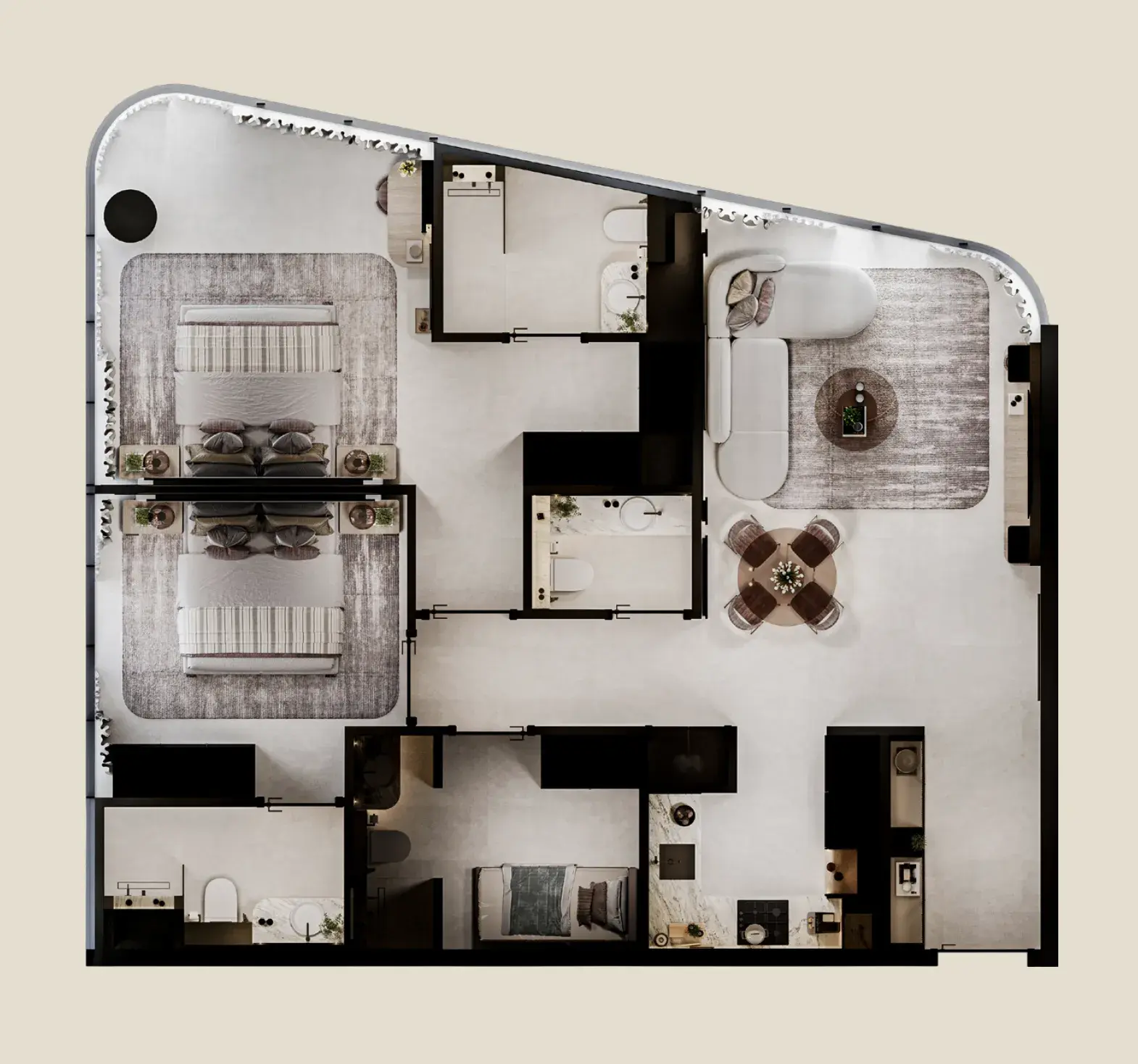 2 Bedrooms apartments - Cybele by Wadan floor plan