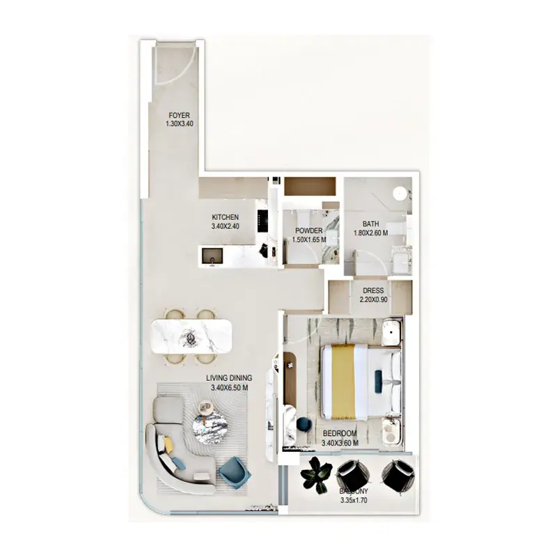 1 Bedroom apartments - Rabdan Gardens floor plan