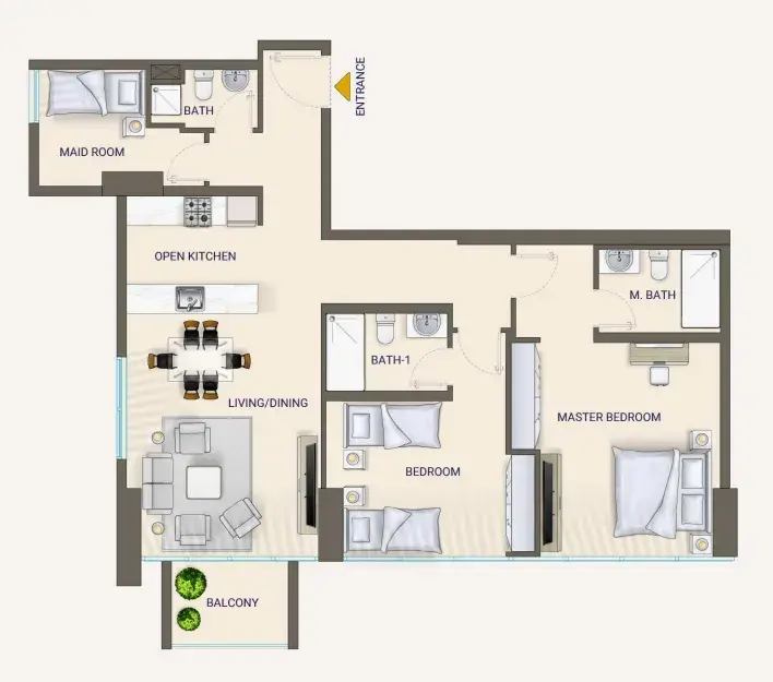 2 Bedrooms apartments - Nexara by 7th Key floor plan