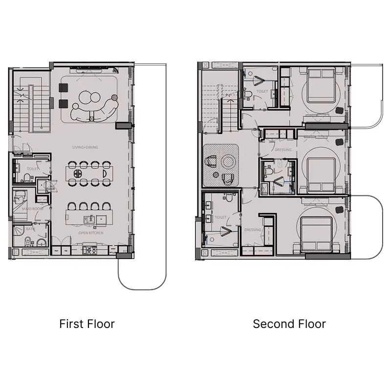 3 Bedrooms duplex - Sunset Bay Grand floor plan