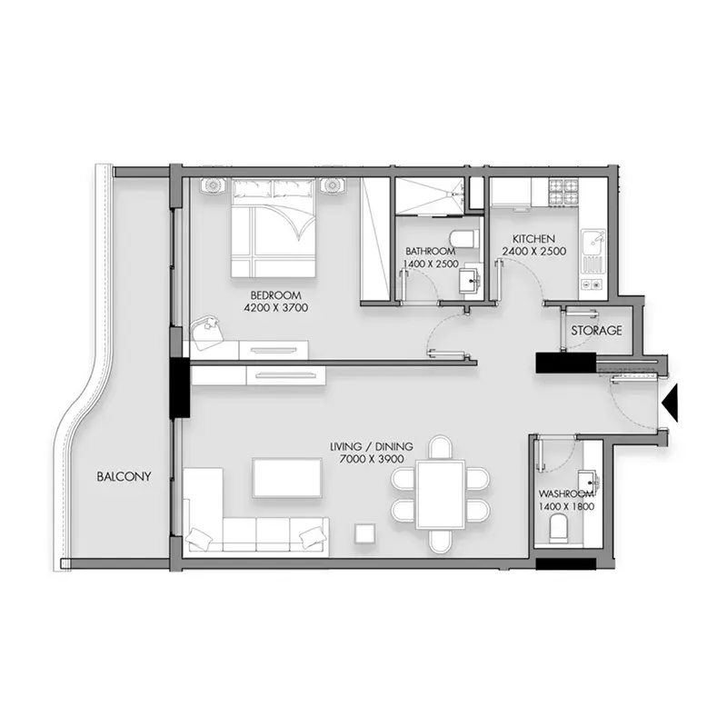 1 Bedroom apartments - Rose Gardens 1 floor plan